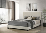 Dorian Upholstered Panel Bed with Padded Headboard - Cream Fabric & Black Legs, Twin to California King – view 20