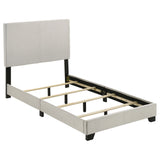 Dorian Upholstered Panel Bed with Padded Headboard - Cream Fabric & Black Legs, Twin to California King – view 7
