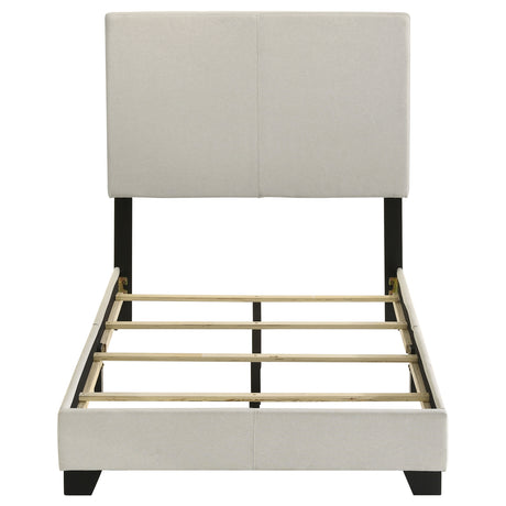 Dorian Upholstered Panel Bed with Padded Headboard - Cream Fabric & Black Legs, Twin to California King – view 8