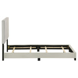Dorian Upholstered Panel Bed with Padded Headboard - Cream Fabric & Black Legs, Twin to California King – view 10