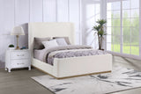 Nala Wingback Upholstered Bed - Cream Boucle with Exposed Oak-Finish Wood Base, Queen or Eastern King – view 1