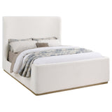 Nala Wingback Upholstered Bed - Cream Boucle with Exposed Oak-Finish Wood Base, Queen or Eastern King – view 4