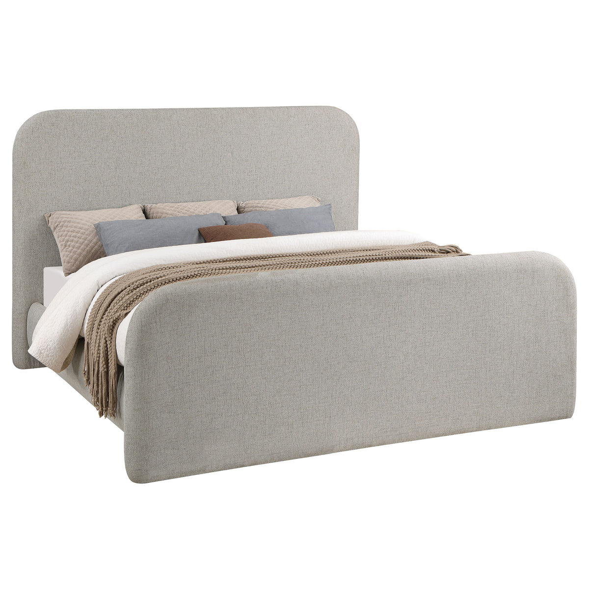 Wren Upholstered Platform Bed - Rounded Corners in Contemporary Grey Fabric, Queen or Eastern King – view 12