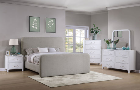 Wren Upholstered Platform Bed - Rounded Corners in Contemporary Grey Fabric, Queen or Eastern King – view 17