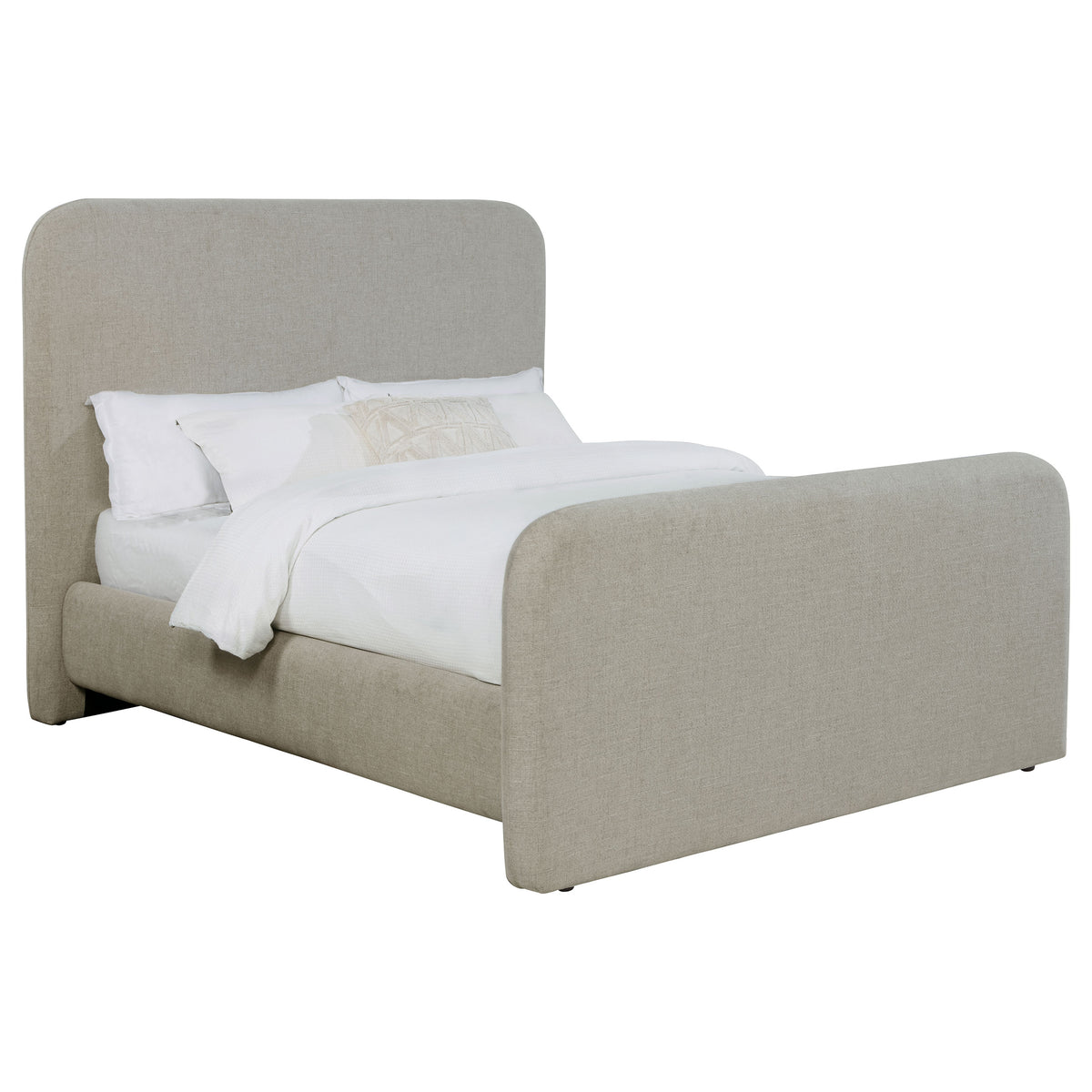 Wren Upholstered Platform Bed - Rounded Corners in Contemporary Grey Fabric, Queen or Eastern King – view 4