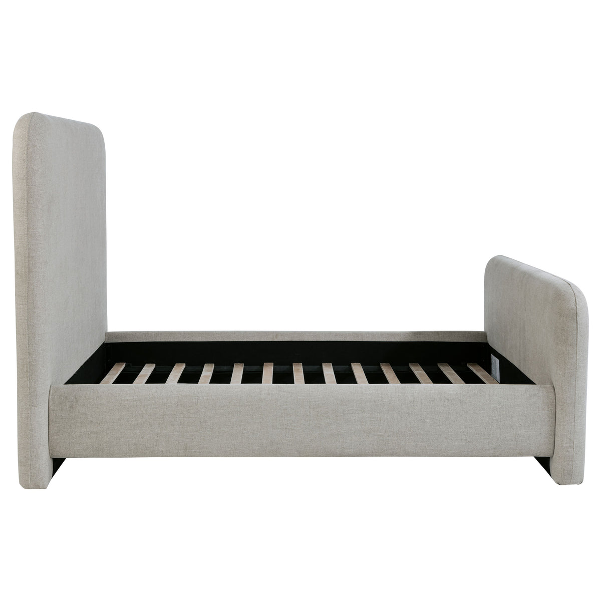 Wren Upholstered Platform Bed - Rounded Corners in Contemporary Grey Fabric, Queen or Eastern King – view 7