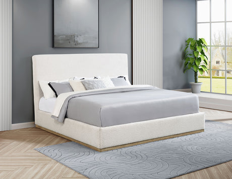 Knox Upholstered Platform Bed with Extra-High Headboard - Cream Boucle, Queen or Eastern King – view 2