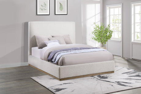 Knox Upholstered Platform Bed with Extra-High Headboard - Cream Boucle, Queen or Eastern King – view 1