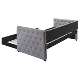 Mockern Tufted Upholstered Twin Daybed with Trundle - Grey with Brushed Nickel Nailhead Trim – view 5
