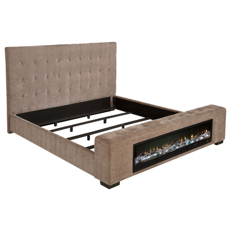 Senna Tufted Upholstered Bed with Flame Visualizer Footboard & Bluetooth Speaker - Eastern King