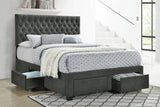 Soledad Upholstered Storage Panel Bed with 4 Drawers - Button-Tufted Grey Fabric, Full to Eastern King – view 6