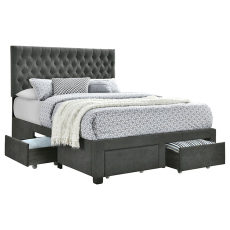 Soledad Upholstered Storage Panel Bed with 4 Drawers - Queen