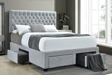 Soledad Upholstered Storage Bed with Button-Tufted Headboard - 4 Drawers in Light Grey, Full to Eastern King – view 1