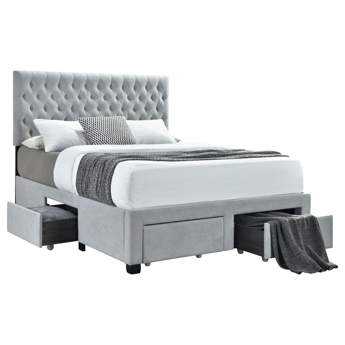 Soledad Upholstered Storage Bed with Button-Tufted Headboard - Full