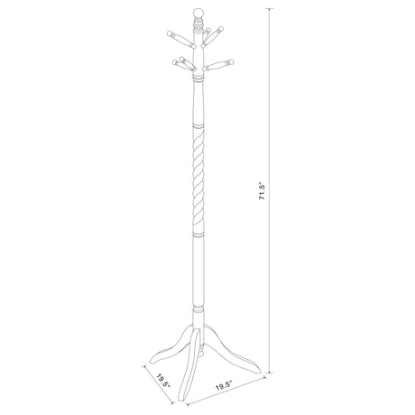 Riona Traditional Coat Rack - 6 Pegs with Twisted Post in Merlot Solid Wood – view 5