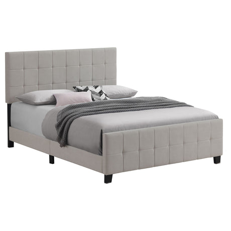 Fairfield Upholstered Panel Bed with Grid Tufting - Contemporary Beige Fabric, Queen or Eastern King – view 4