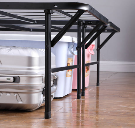 Mabel Folding Metal Platform Bed Frame - No-Tool Black Steel Mattress Support, Twin to Eastern King – view 20