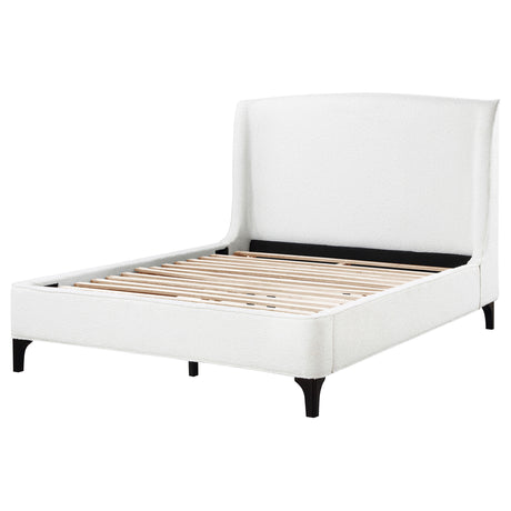 Mosby Boucle Wingback Platform Bed - Curved Upholstered Headboard in Snow, Queen or Eastern King – view 19