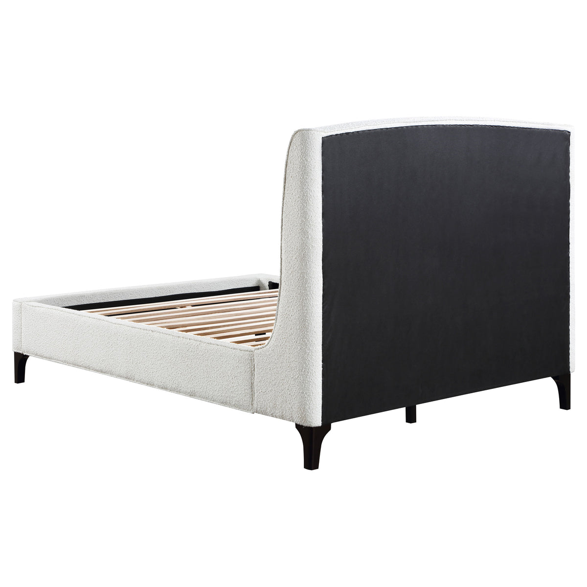 Mosby Boucle Wingback Platform Bed - Curved Upholstered Headboard in Snow, Queen or Eastern King – view 9
