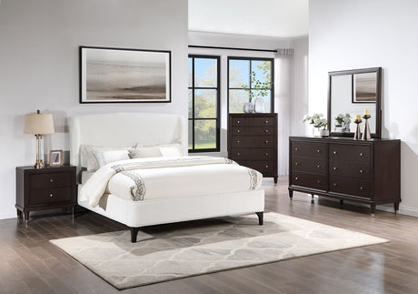 Mosby Boucle Wingback Platform Bed - Curved Upholstered Headboard in Snow, Queen or Eastern King – view 16