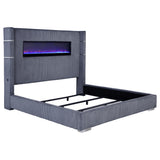 Tisdall Upholstered Wingback Bed with Flame Visualizer - Eastern King