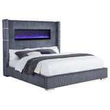 Tisdall Upholstered Wingback Bed with Flame Visualizer - Grey Corduroy, Queen or King – view 20