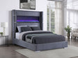 Tisdall Upholstered Wingback Bed with Flame Visualizer - Grey Corduroy, Queen or King – view 1
