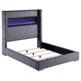 Tisdall Upholstered Wingback Bed with Flame Visualizer - Queen