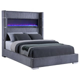 Tisdall Upholstered Wingback Bed with Flame Visualizer - Grey Corduroy, Queen or King – view 7