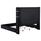 Tisdall Upholstered Wingback Bed with Flame Visualizer Lighting - Black Corduroy, Queen or King – view 13