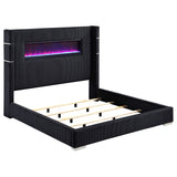 Tisdall Upholstered Wingback Bed with Flame Visualizer Lighting - Queen