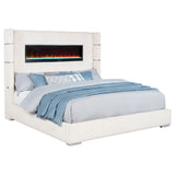 Tisdall Upholstered Wingback Bed with Flame Visualizer Lighting - Cream Corduroy, Queen to California King – view 14