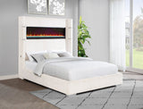 Tisdall Upholstered Wingback Bed with Flame Visualizer Lighting - Cream Corduroy, Queen to California King - lifestyle