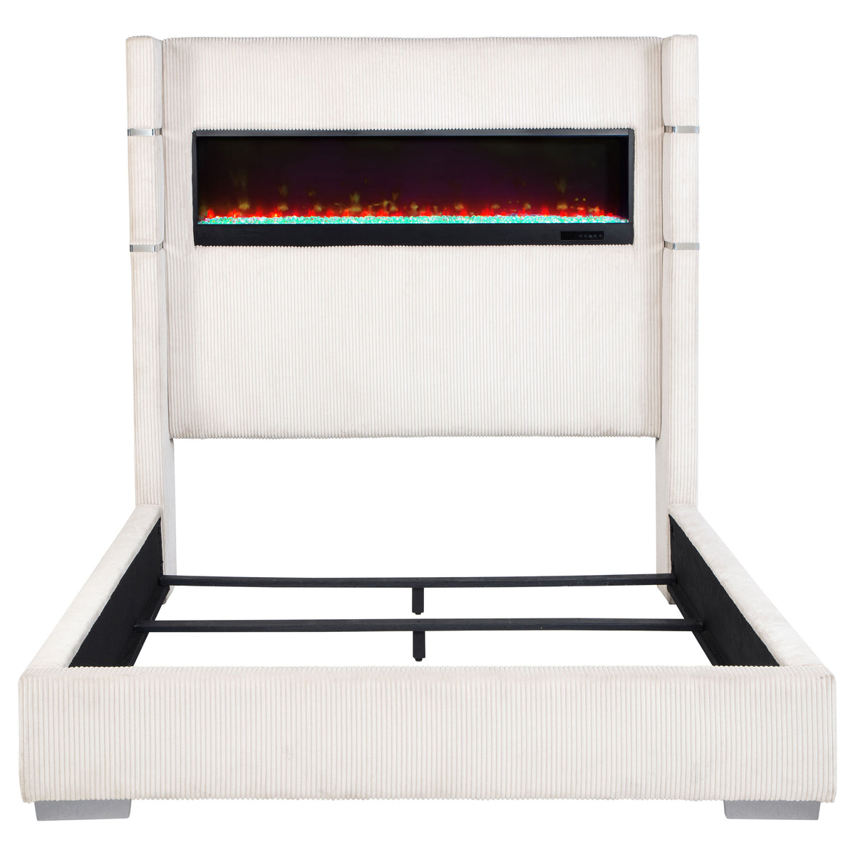 Tisdall Upholstered Wingback Bed with Flame Visualizer Lighting - Cream Corduroy, Queen to California King – view 6