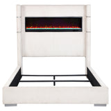 Tisdall Upholstered Wingback Bed with Flame Visualizer Lighting - Cream Corduroy, Queen to California King – view 6