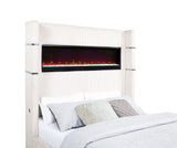 Tisdall Upholstered Wingback Bed with Flame Visualizer Lighting - Cream Corduroy, Queen to California King – view 9