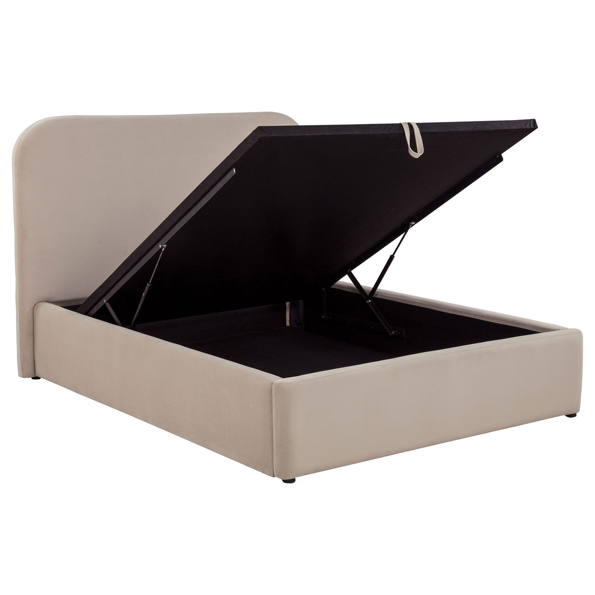 Anders Upholstered Lift-Top Storage Platform Bed - Beige