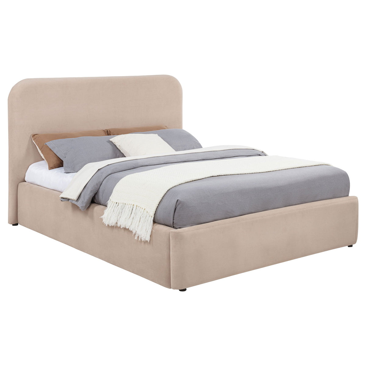 Anders Upholstered Lift-Top Storage Platform Bed - Gas-Lift Hidden Storage in Beige or Chocolate – view 13