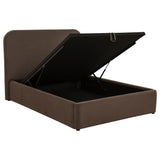 Anders Upholstered Lift-Top Storage Platform Bed - Chocolate