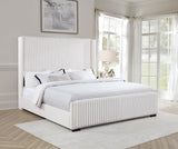 Natasha Channel-Tufted Wingback Bed with Nailhead Trim - Cream Corduroy, Queen or King – view 3
