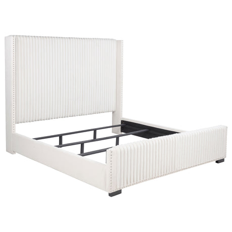 Natasha Channel-Tufted Wingback Bed with Nailhead Trim - California King