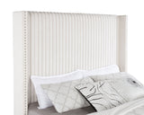 Natasha Channel-Tufted Wingback Bed with Nailhead Trim - Cream Corduroy, Queen or King – view 11