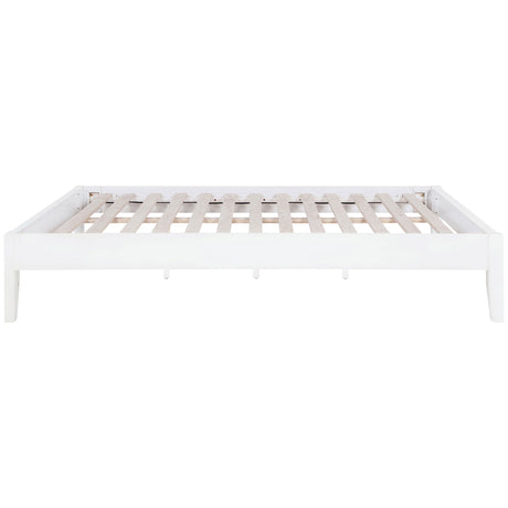 Hounslow Universal Platform Bed Frame - Fully Slatted, Headboard-Ready White Wood, Twin to California King – view 20