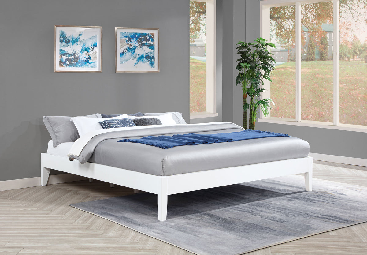 Hounslow Universal Platform Bed Frame - Fully Slatted, Headboard-Ready White Wood, Twin to California King - lifestyle