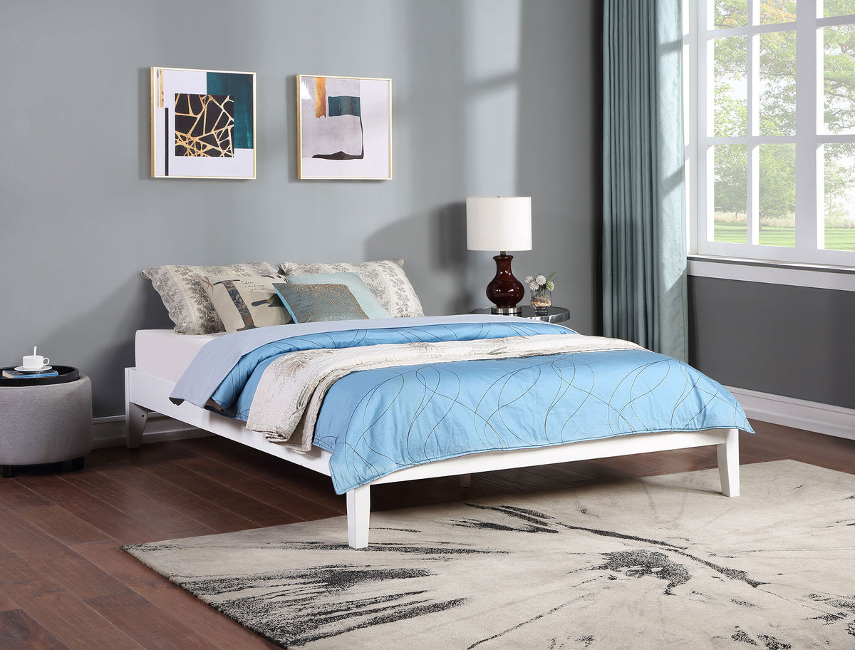 Hounslow Universal Platform Bed Frame - Fully Slatted, Headboard-Ready White Wood, Twin to California King – view 3