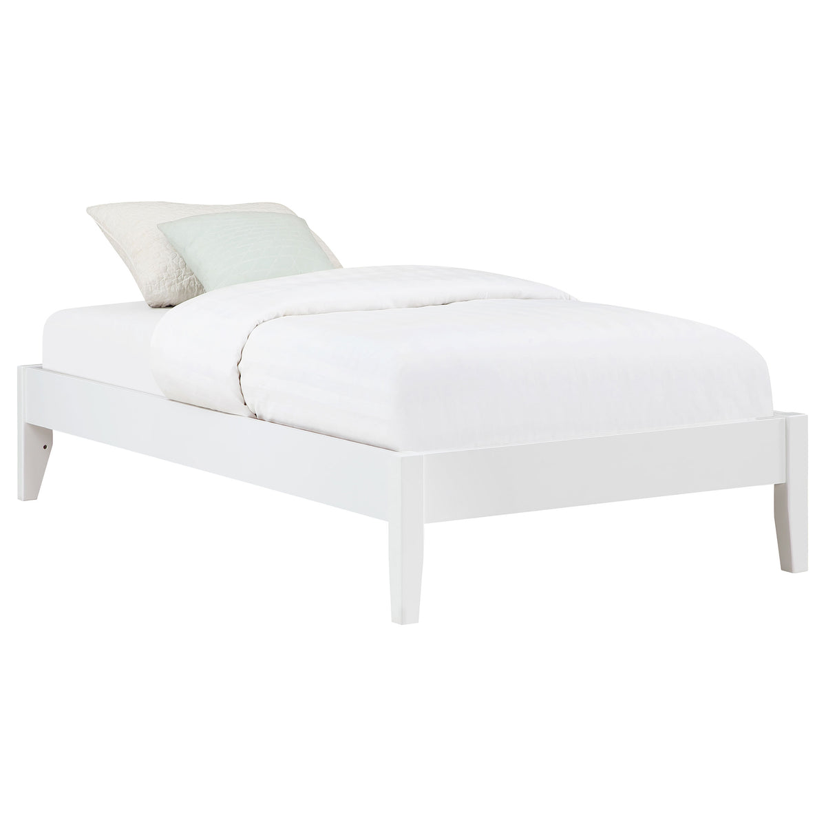 Hounslow Universal Platform Bed Frame - Fully Slatted, Headboard-Ready White Wood, Twin to California King – view 11