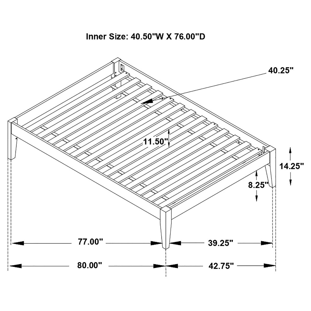 Hounslow Universal Platform Bed Frame - Fully Slatted, Headboard-Ready White Wood, Twin to California King – view 16