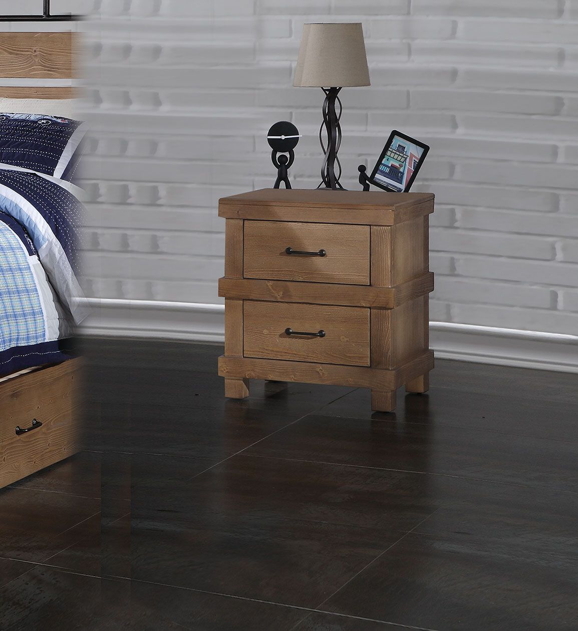 Adams Twin Panel Bed & Nightstand