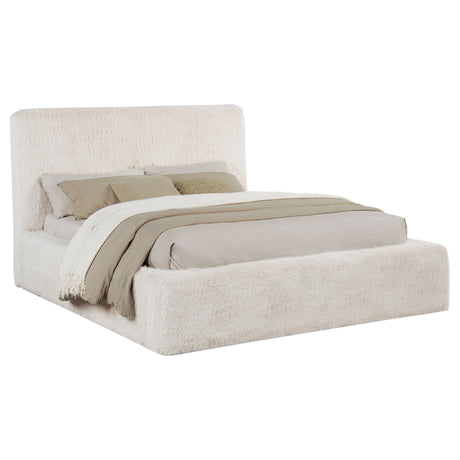 Rebecca Faux Fur Upholstered Panel Bed - Plush Cream Padded Headboard, Queen to California King – view 13