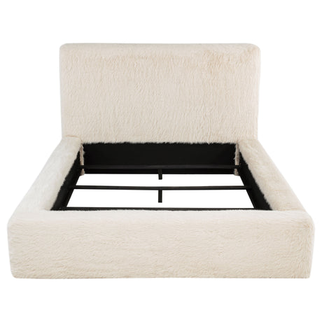 Rebecca Faux Fur Upholstered Panel Bed - Plush Cream Padded Headboard, Queen to California King – view 14